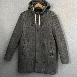 Underhand Officina 36 Coat Mens Small Herringbone Hood Wool Blend Italy Street
